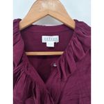 Velvet by Graham & Spencer Burgundy Ruffle Front Long Sleeve Blouse Top Large Purple Photo 1