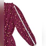 Pink and Gold Chiffon Smocked Neck Long Sleeve Midi Dress Size M Photo 3