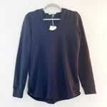 Barefoot Dreams Hoodie Malibu Luxe Brushed Jersey Lounge Sweatshirt Black S NWT Photo 3