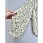 ZARA NWT  Puff Sleeve Pleated Floral Print V-Neck Top Blouse Yellow Womens Medium Photo 5