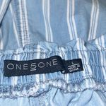One 5 One Paperbag Waist Blue/White Striped High Waisted Shorts Size Large Photo 2
