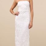 Lulus NWT  Loving Mentality White Tulle Beaded Strapless Midi Dress Bridesmaid S Photo 0