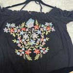 Free People  Mini Dress SP Fleur Du Jour Black Off Shoulder Embroidered Photo 8