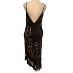 Cache  Black and Cream Fully Lined Silk Crocheted & Tassel Dress Size 6/8 Photo 3