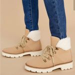 Red Dress Boutique Red Dress Kennedy In Step Lace Up Boots Faux Sherpa Faux Leather Khaki 7.5 Photo 1