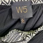 W5  Womens Peasant Top Blouse Shirt V Neck Woven Detail Pullover Black White Med Photo 6