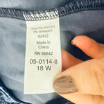 Woman Within Size 18W Blue Floral Velvet Velour Dress 3/4 Sleeve Stretch Pocket Photo 9