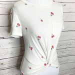 Rue 21 White & Red Cherry Fruit Print Twist Front Short Sleeve Tee Top Size Small Photo 2