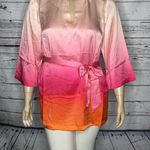Badgley Mischka  NWT Size XL Pink Ombré Mulberry Silk Tunic Blouse w/ Tie Belt Photo 2
