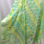Ruby Rd  green yellow blue chiffon flowy maxi skirt size medium Photo 2