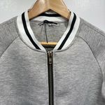 SJ Style Boutique Brand Gray & Black Ringer Trim Zip Front Varsity Jacket Size S Photo 5