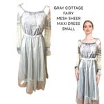 Gray Midi Dress‎ Long Sleeve Floral Embroidered Party Cocktail Evening Photo 6