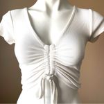 ALL SAINTS | White Ribbed Ruched Crop Top - Sz S Photo 2