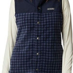 Columbia  Benton Springs Overlay Vest‎ Size Small Blue/Black Houndstooth Print Photo 0