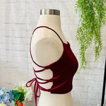 Boutique Backless Red Silk Crop Top Photo 5