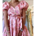 Love Shack Fancy  X Target Cecile Pink Satin Floral Puff Sleeve Mini Dress Size 6 Photo 1