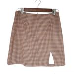 1. State  Tan Plaid Mini Skirt Thigh Slit Preppy Clueless 60s 90s Y2K Size 12 New Photo 2