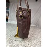 Lucky Brand  Women's Brown Leather Tote Bag Woven Details Casual​​ Photo 2