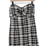 NWT Anthropologie Eva Franco Sequined Plaid Bow Strapless Mini Dress US 10 Black Photo 7