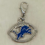 NFL Detroit lions Silver and Blue Football necklace Charm/ keychain Photo 0
