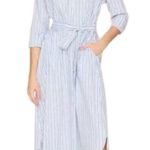 Xirena Marlowe Coastal Stripe Midi Shirt Dress Women Small White Blue Preppy NWT Photo 0