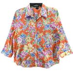 Lauren Ralph Lauren Blouse Womens L Orange Floral Cotton 3/4 Classic Euro Summer Size L Photo 0
