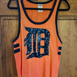 PINK - Victoria's Secret Victoria’s Secret Pink! Detroit tigers Orange Tank Top with Sequin D Logo! Photo 0