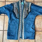 MARY REYNOLDS DESIGN M/L Blue Textured Denim Western Open Duster Tassel Jacket Photo 1