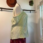 Unique spectrum  Sage Green Silky Ruched Floral Embroidered Tank Top Size 1X Photo 4