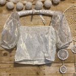 Missguided White Polka Dot Crop Top with Puff Sleeves Photo 8