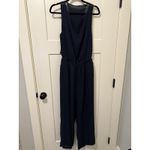 Maison de Papillon Marissa Gold Embellished Jumpsuit Blue Crepe‎ Women's Size M Size M Photo 2