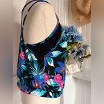 Tropical Floral Print Tankini Top Blue Photo 2
