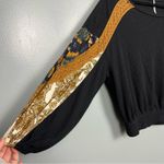 Free People  Causal Clash Waffle Knit Black Combo Blouse Photo 3