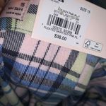 SO  Juniors Navy Blue/Pink Plaid High Rise Pleated Flare Mini Skirt Photo 1