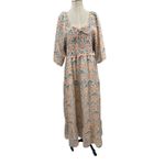 Ivy City Co. Nora Maxi Dress Floral Print Smocked Orange Blue Plus Size 1X Photo 2