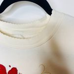 Cream Crew Neck Sweatshirt Poinsettia Applique Design Christmas Sz Medium Red Photo 3