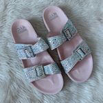 Pastel Pink Silver Rhinestone Embellished Sandals Size 5 Photo 0