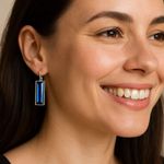 Handcrafted earrings with Austrian Montana blue baguette crystal Silver Photo 2