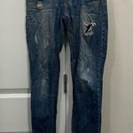 Eunina Blue Ava Low Rise Zipper Skinny Ankle Distressed Jeans Size 26 Photo 2
