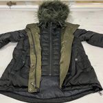 Sage Collective Womens small Black Olive Green Hooded Puffer Coat Jacket Photo 0