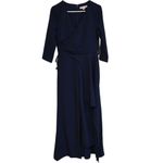 Kay Unger  Women's Pleated Crepe‎ Walk Thru Jumpsuit Navy sz 8 NWT Photo 11