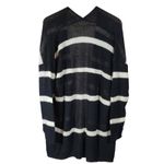 Fantastic Fawn Fantastic‎ Fawn Black White Stripe Open Front Long Cardigan Sweater Women M Photo 2