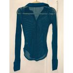 Free People  Siggi Button Down Mesh Cotton Shirt Teal Blue Green Photo 5