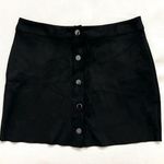 Naked Zebra Black Faux Suede Button Up Mini Skirt Size L Photo 0