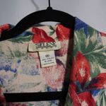 VTG Selene Sport Silk Red Floral Tropical Shell Button Midi Dress M 80s 90s Red Size M Photo 2