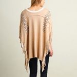 Umgee  taupe fringed poncho cardigan s/m‎ NWT Photo 2