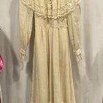 Handmade Stunning vintage 60’s-70’s boho lace prairie maxi ruffle dress delicate buttons Photo 0