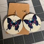 Handmade Y2K Fairycore Glitter Butterfly Statement Earrings Purple Blue Photo 1