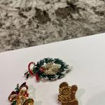 Lot Of 3 Gold Tone Costume Brooch Pins Christmas Holiday Photo 1