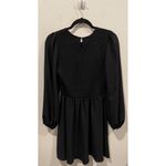 Molly Bracken Crewneck Long Puff Sleeve Black Mini Dress Photo 6
